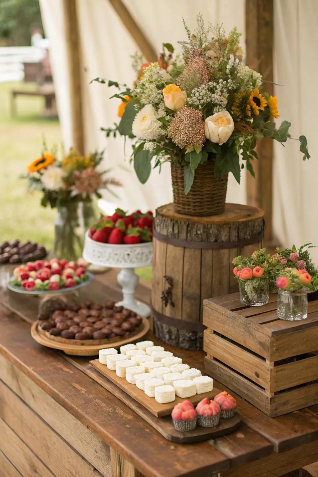 A fresh and natural sweets display inspired by farm-to-table principles.