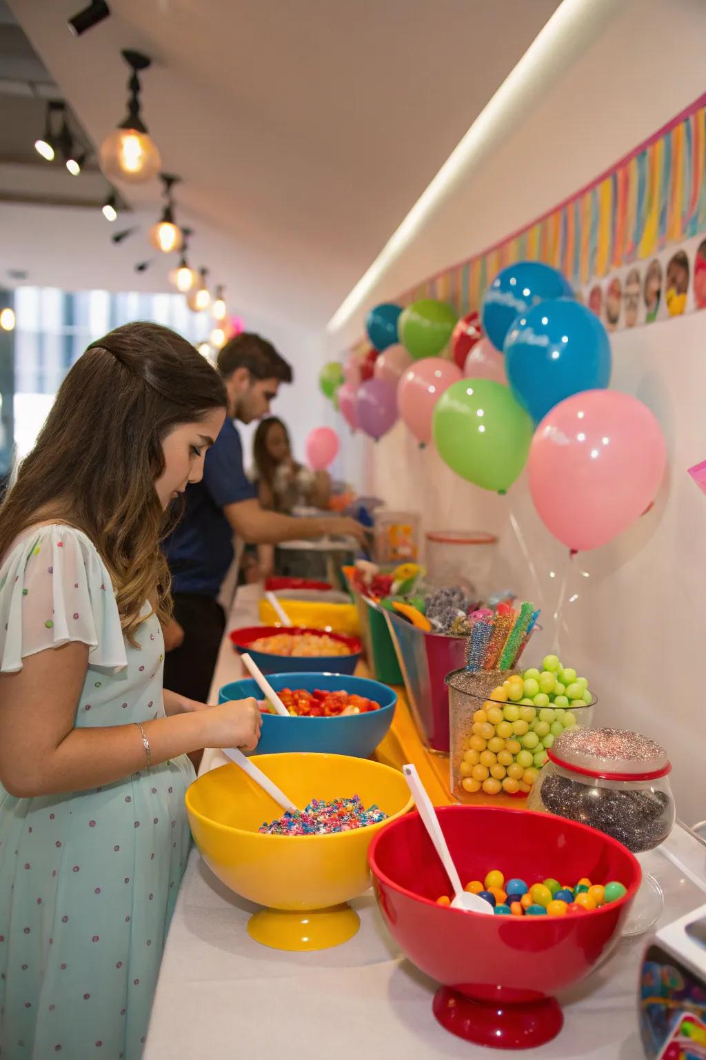 An interactive candy station inviting creativity.