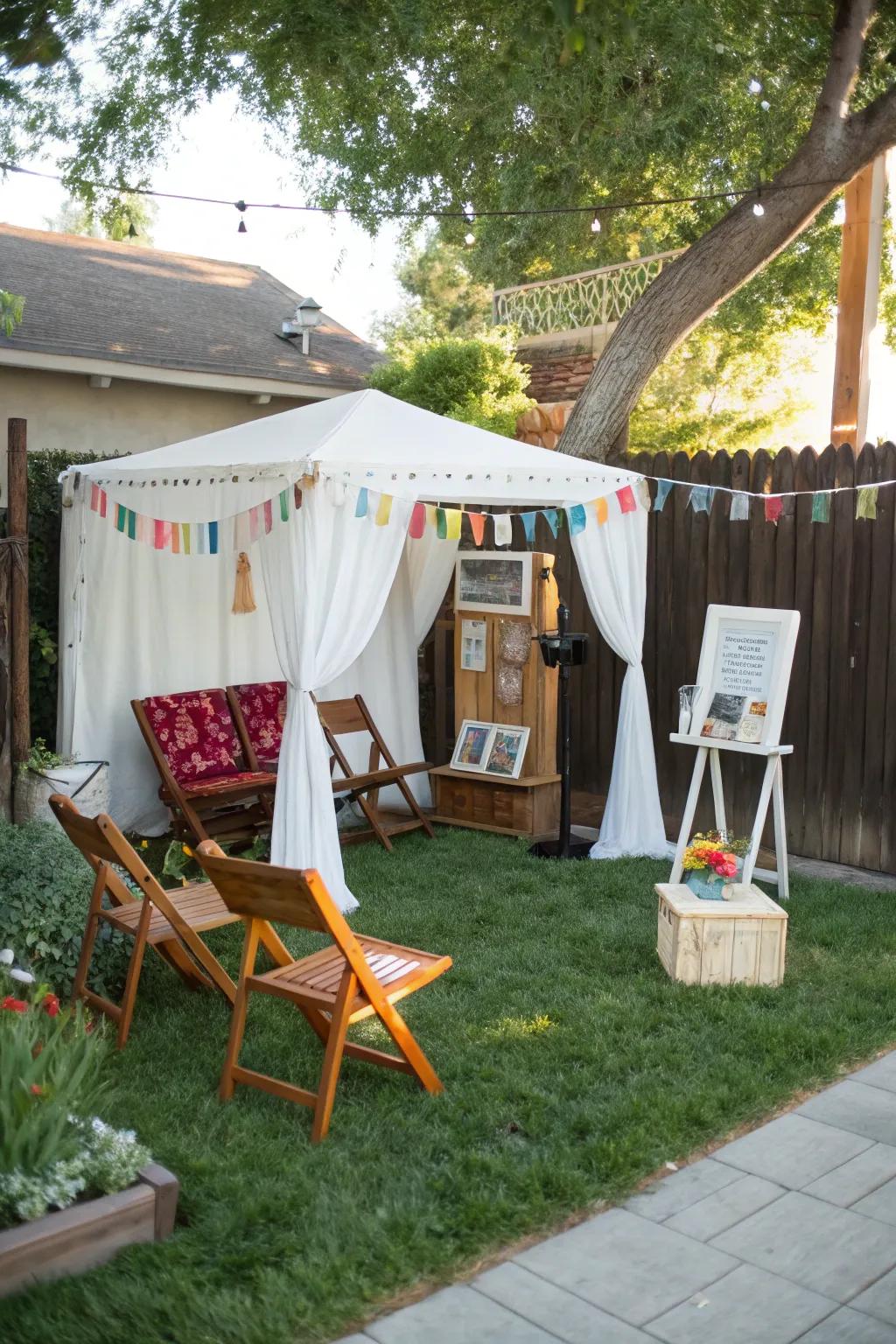 A DIY photo area adds fun and creativity to the wedding.