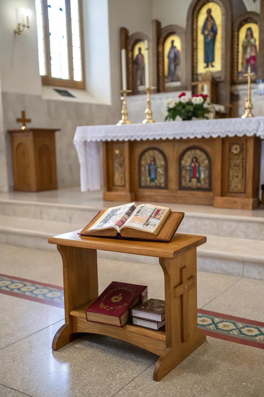 A kneeling spot presents ease and focus when praying.