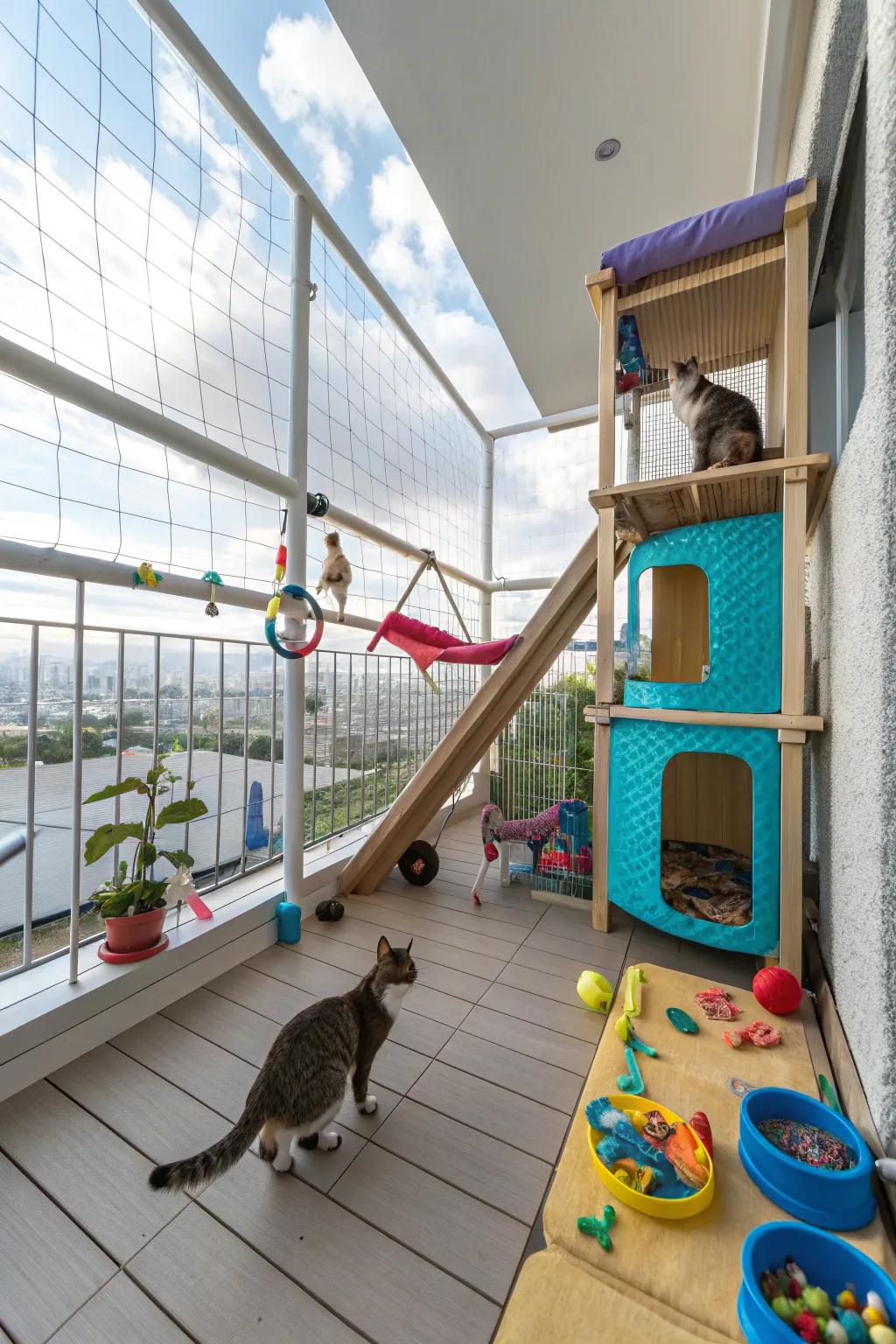 Engaging recreation zones keep your cats entertained and active.