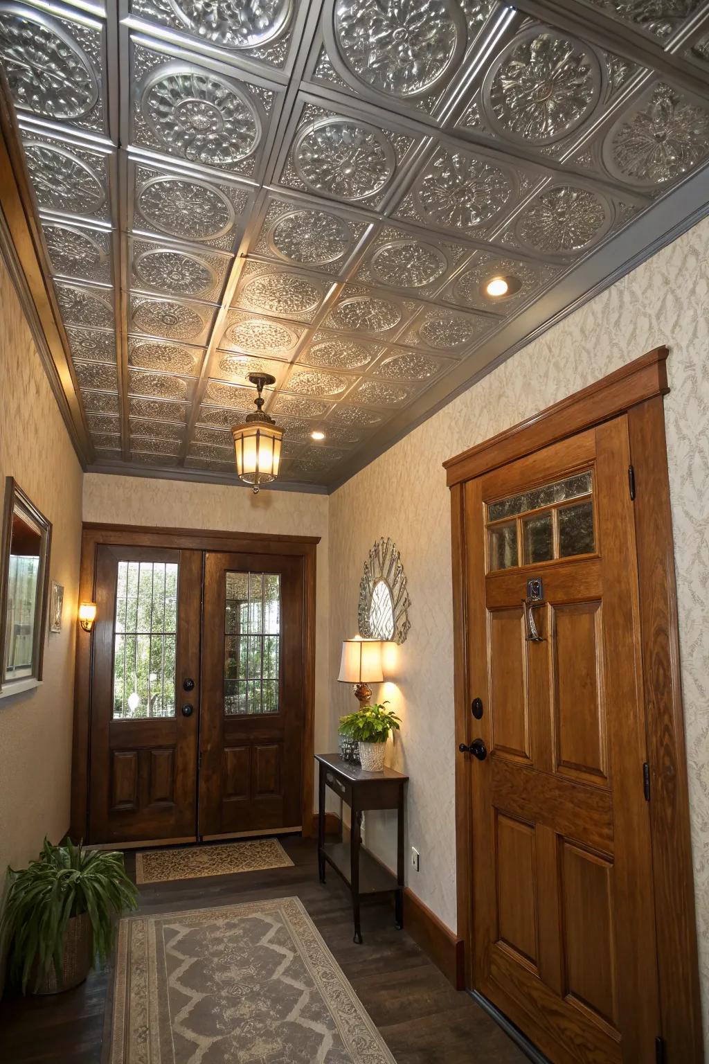 Embossed metal sheets bring vintage charm to your ceilings.