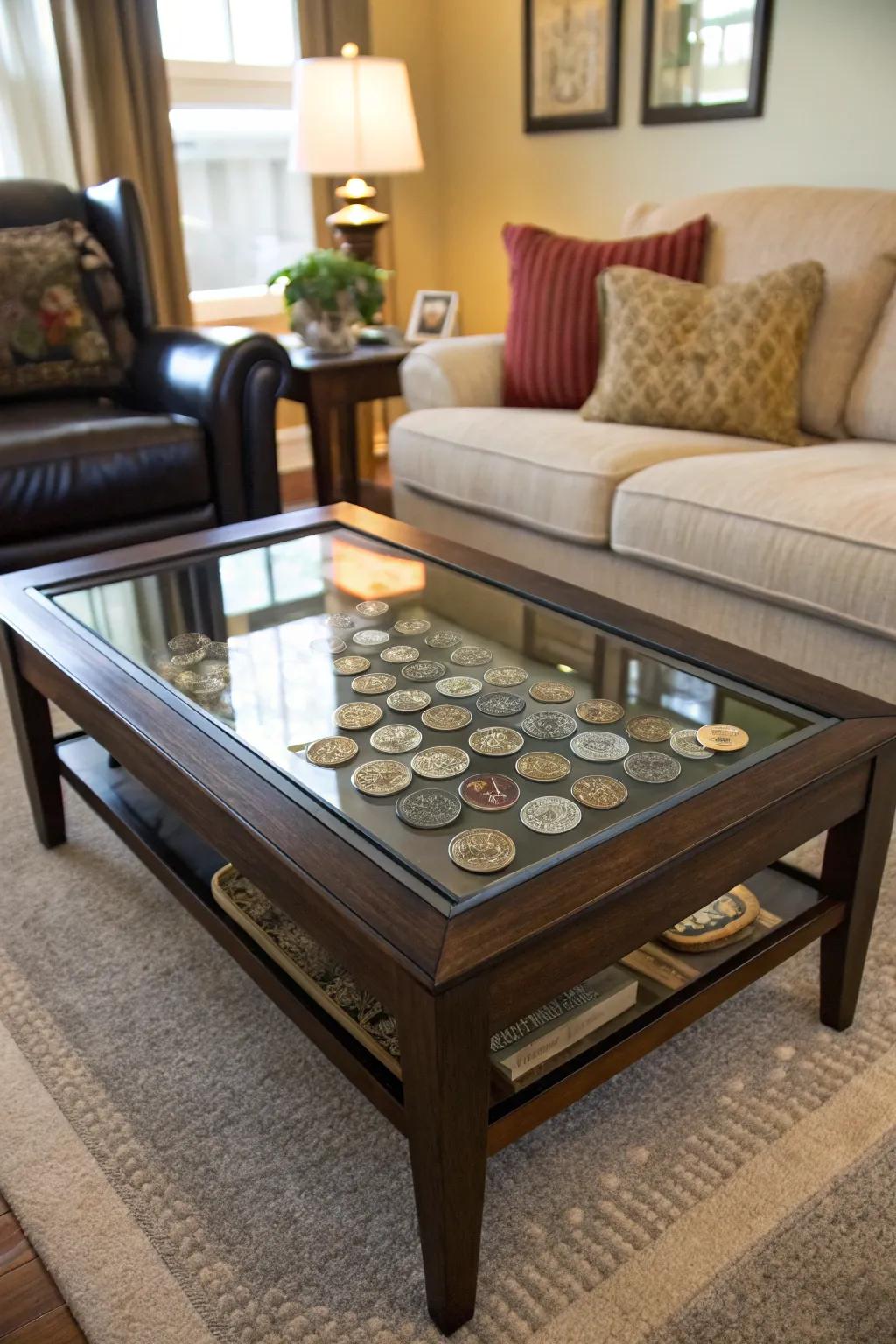 Glass top coffee tables deliver an innovative and functional exhibit.