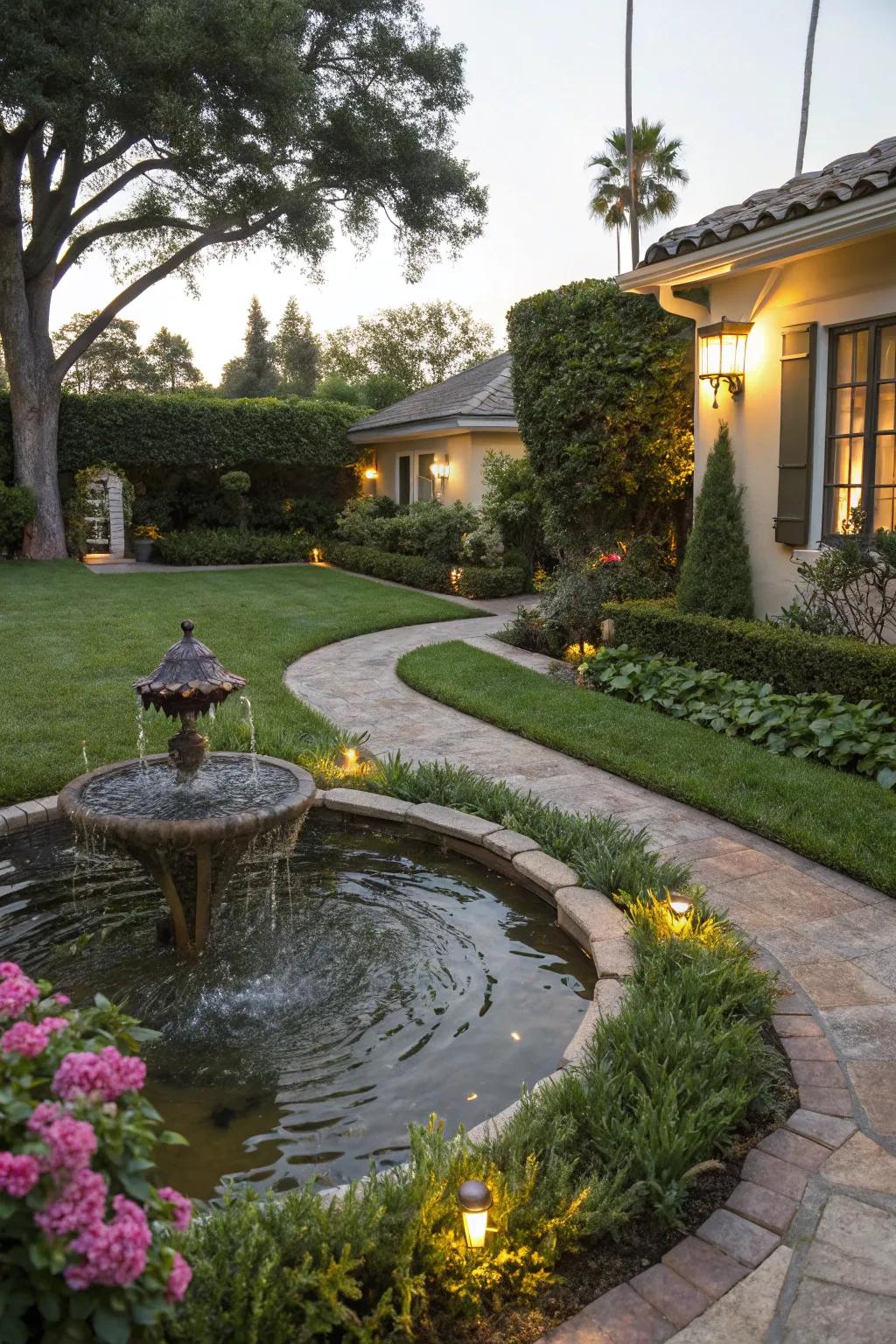 A water feature introduces a soothing and graceful element to your yard.