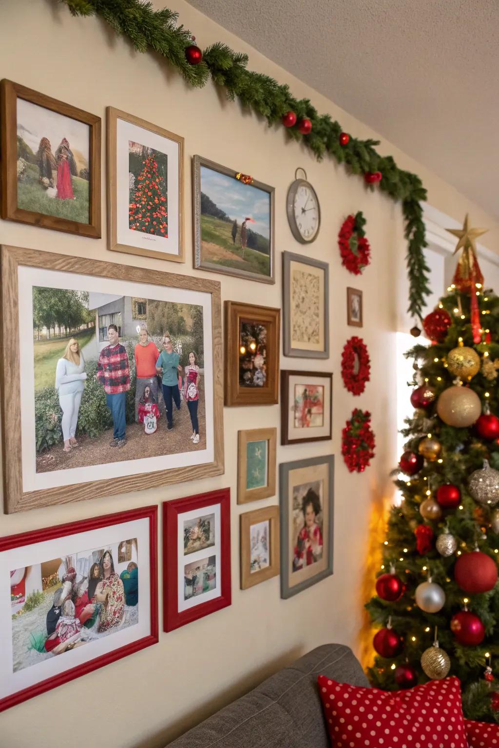 A festive wall display that adds a personal touch to holiday decor.