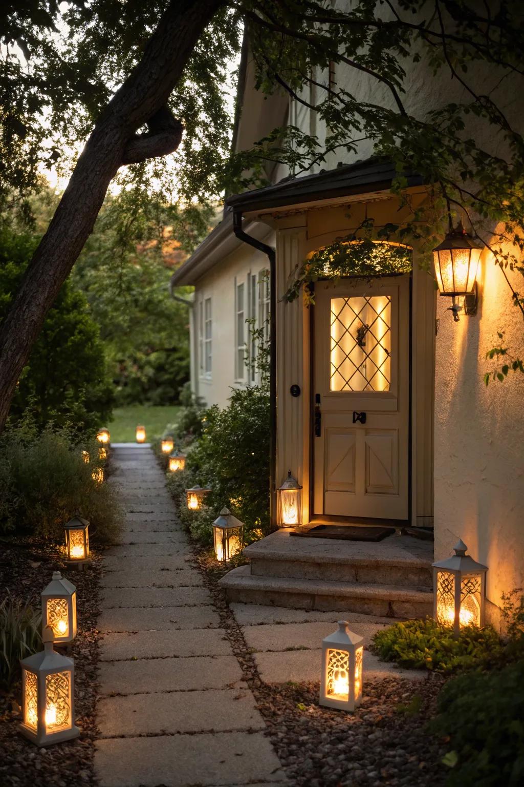 Craft a comfortable pathway with glowing lanterns.