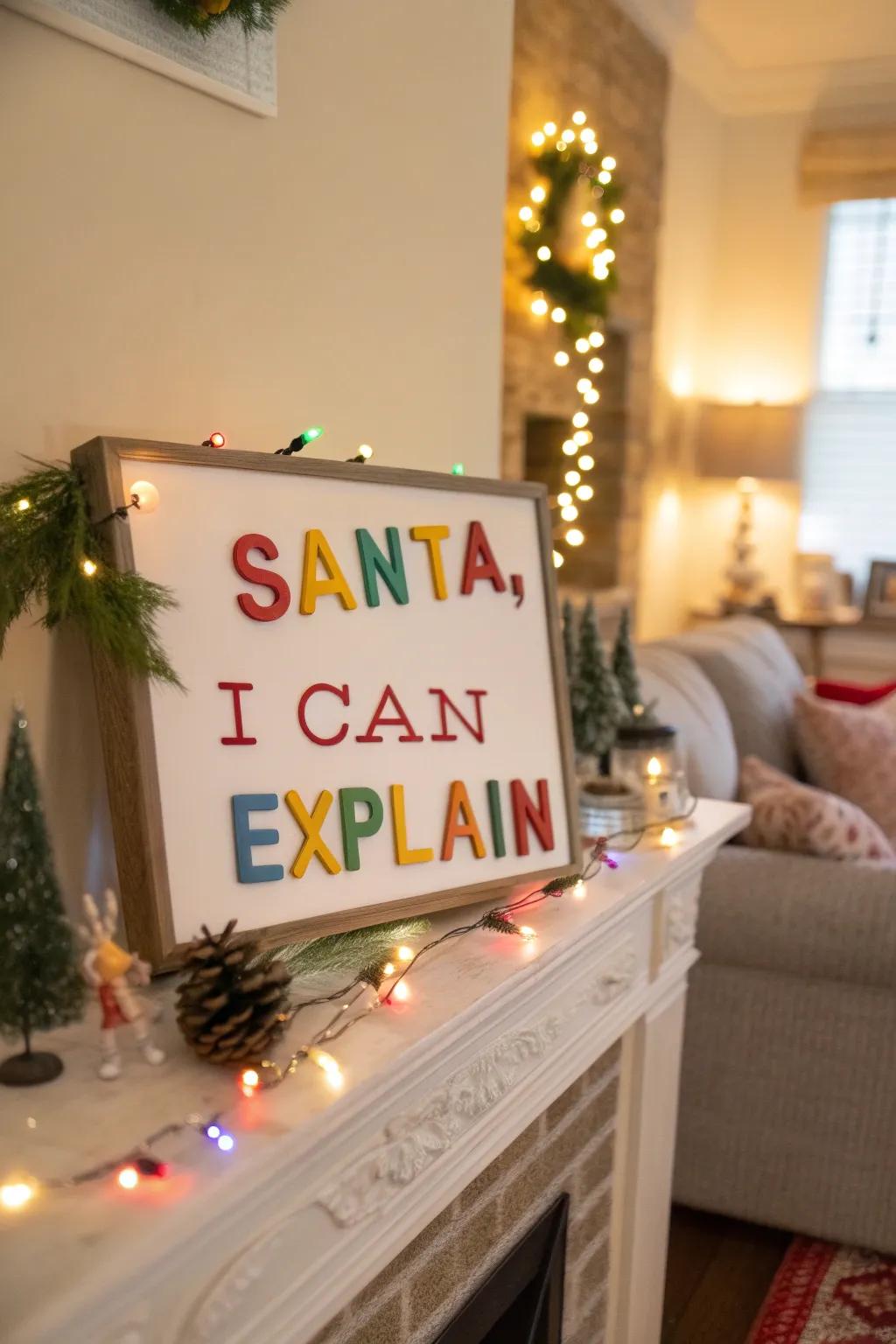 Convey humor to your décor with an eccentric quotation notice.