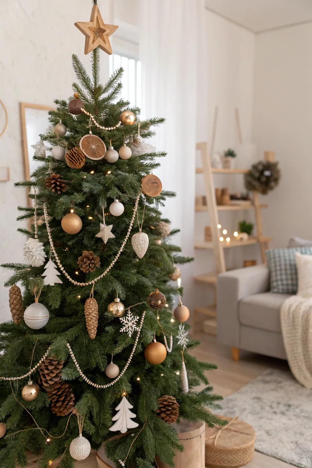 A simple and snug Scandinavian-inspired Christmas tree.