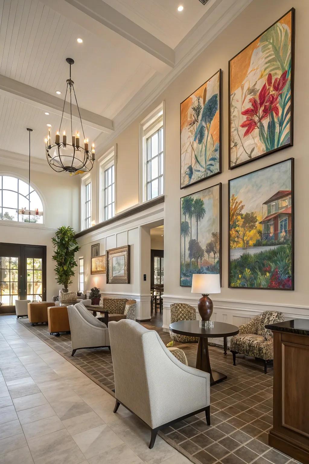 Striking art pieces defining the personality of a clubhouse.