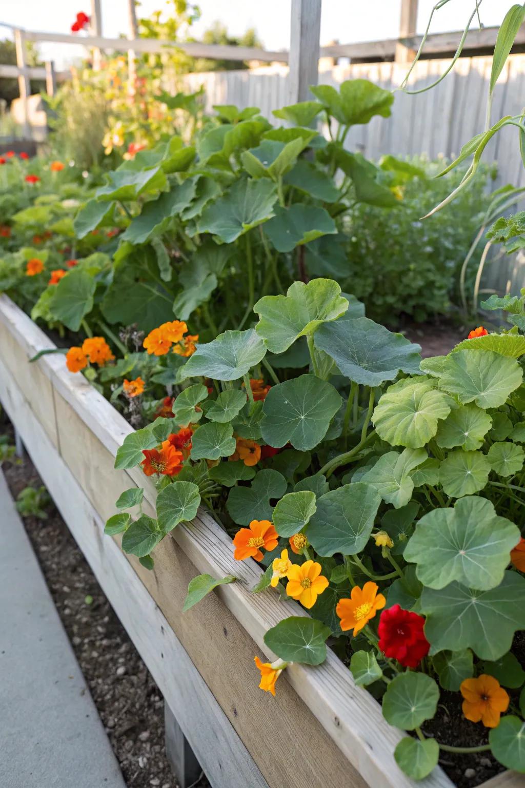 Summer squash and zesty blooms, a colorful, protective match.