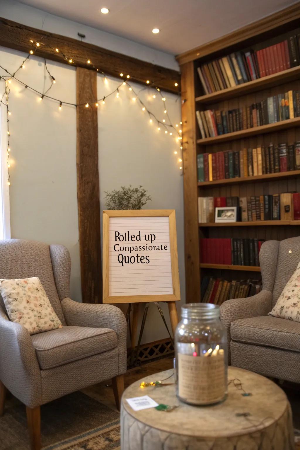 A container of kindness quotes for daily inspiration.