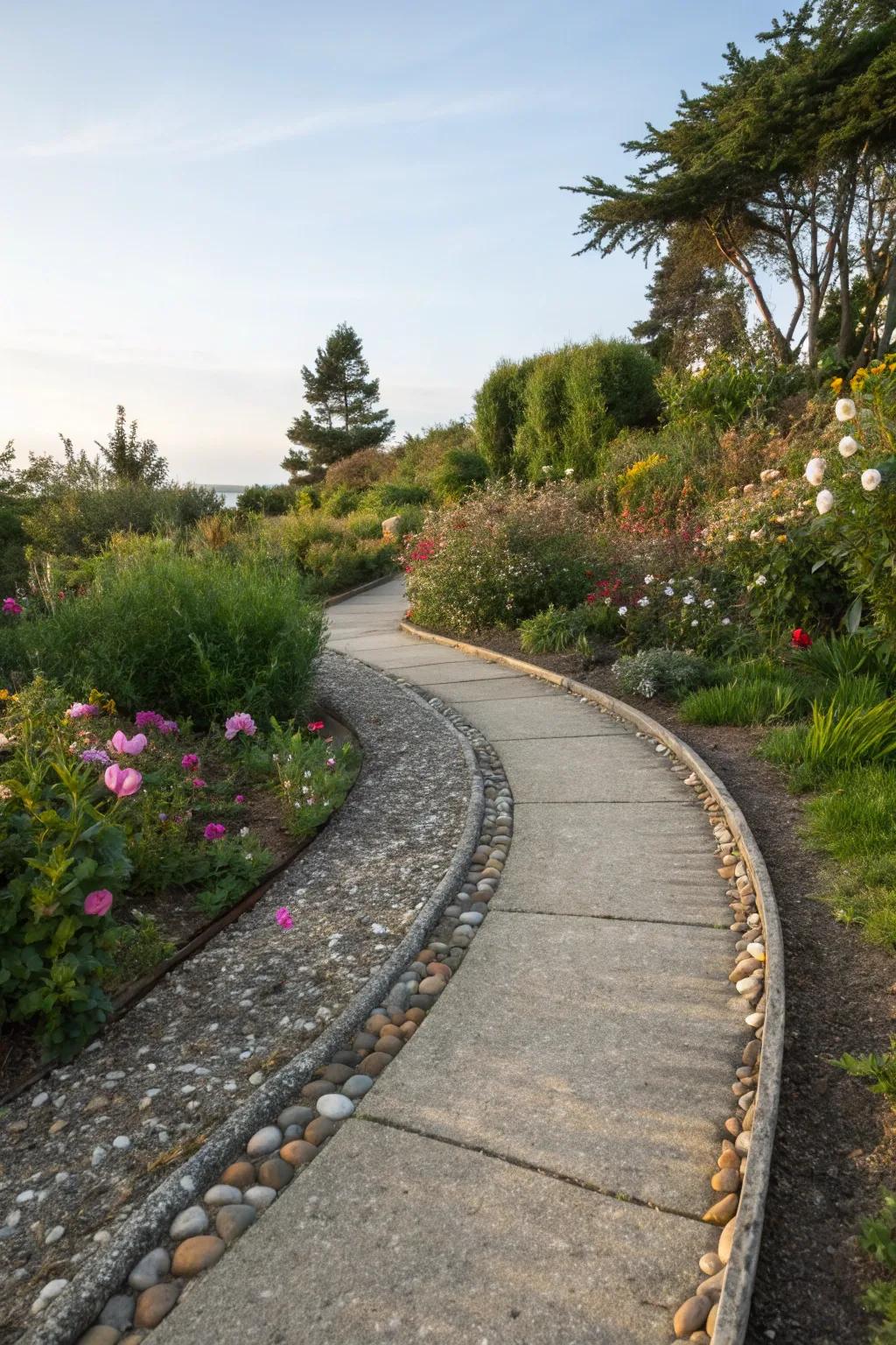 Rough exposed aggregate adds texture and character.