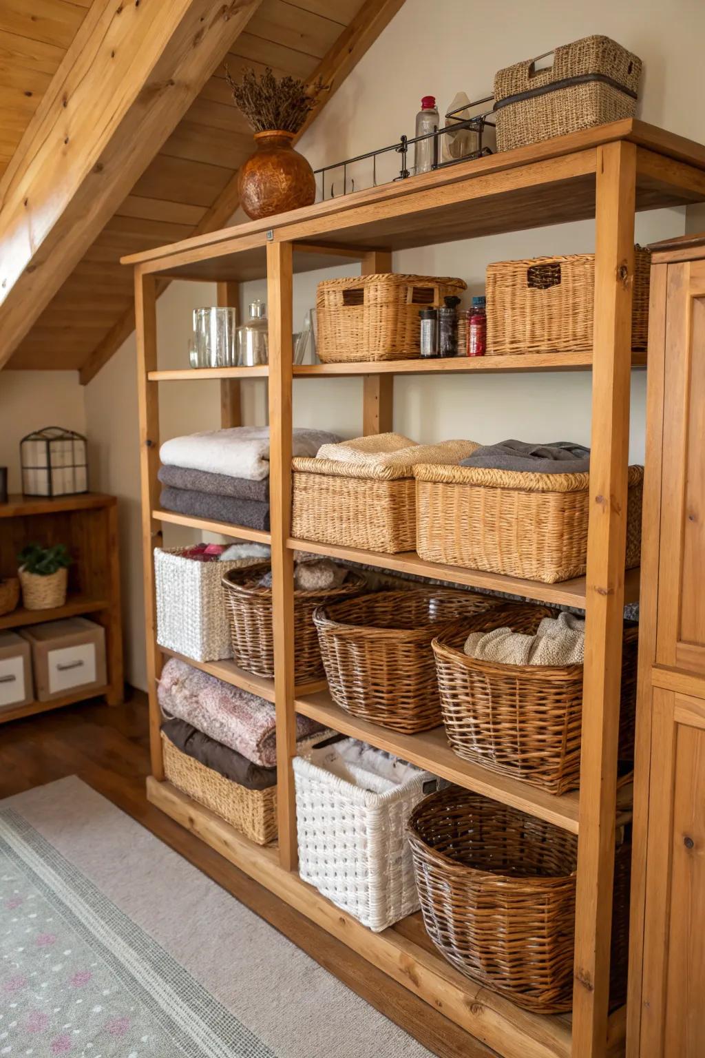 A space where reed containers bring both utility and style.