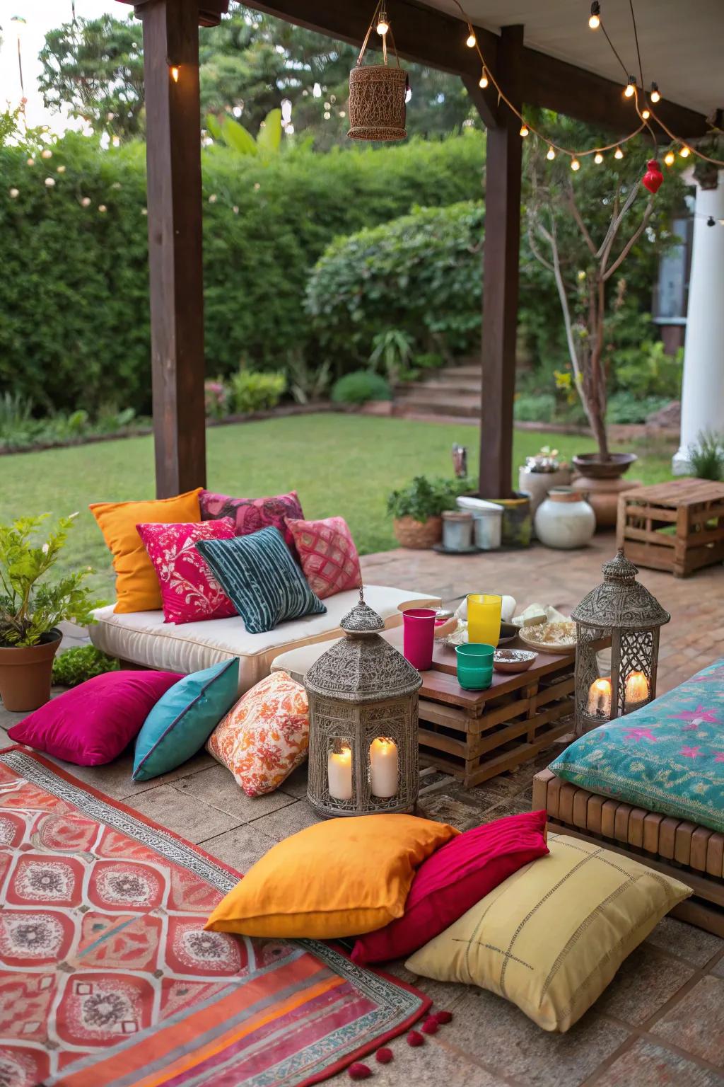 Colorful decor infuses vibrancy into your patio.