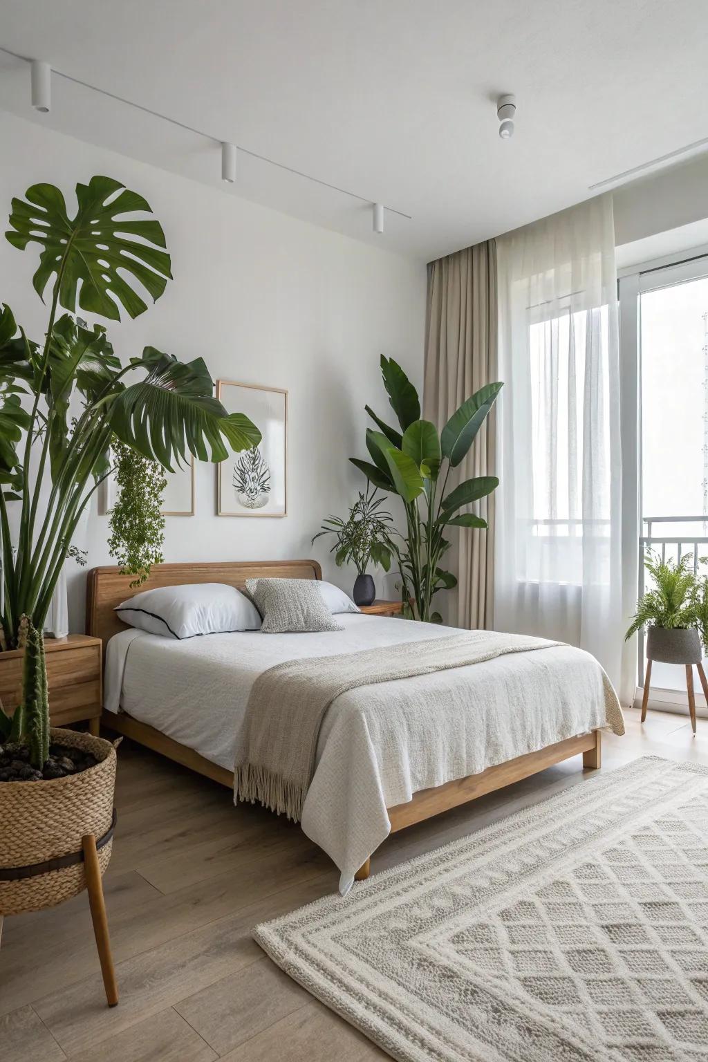 A few large plants make a minimalist yet striking statement.