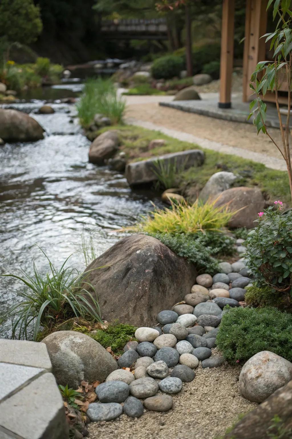 A Zen-inspired nook provides a tranquil and reflective space within your landscape.