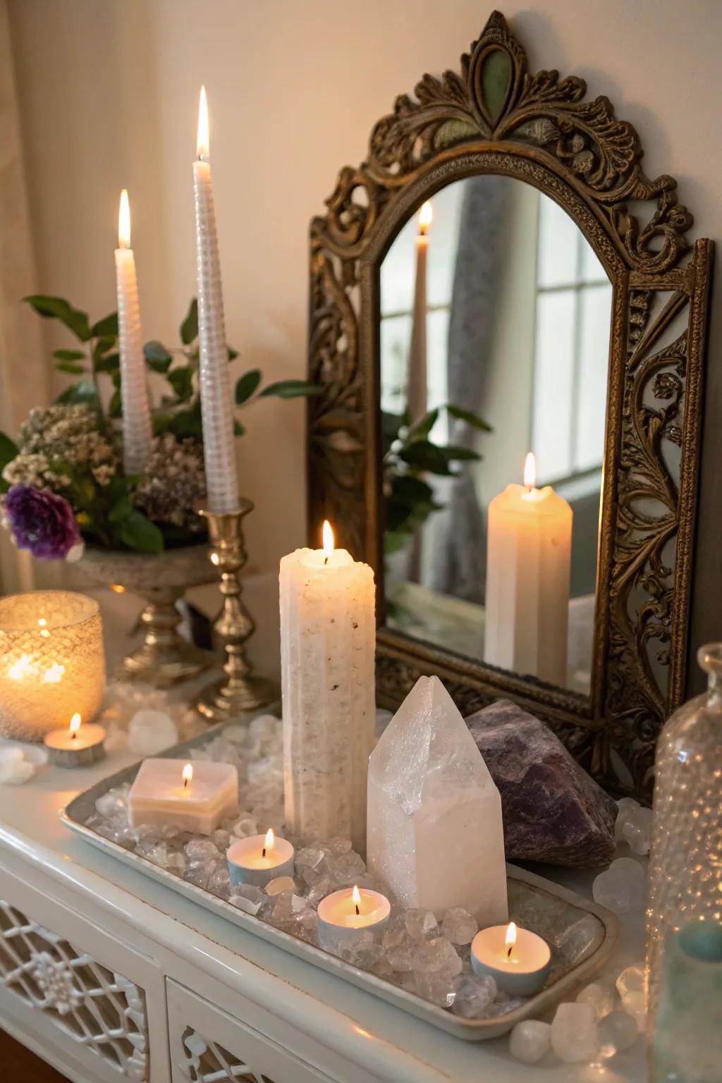 Reflective surfaces amplify brightness and force within this sanctuary.