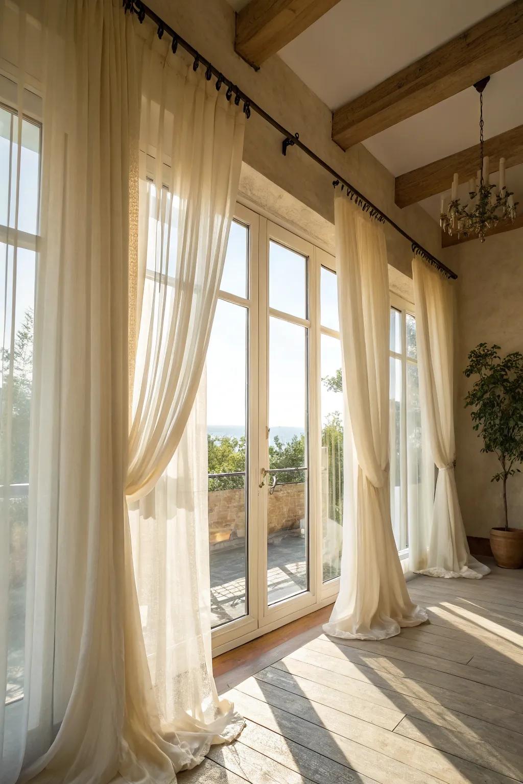 Light-colored sheer drapes amplify natural light beautifully.