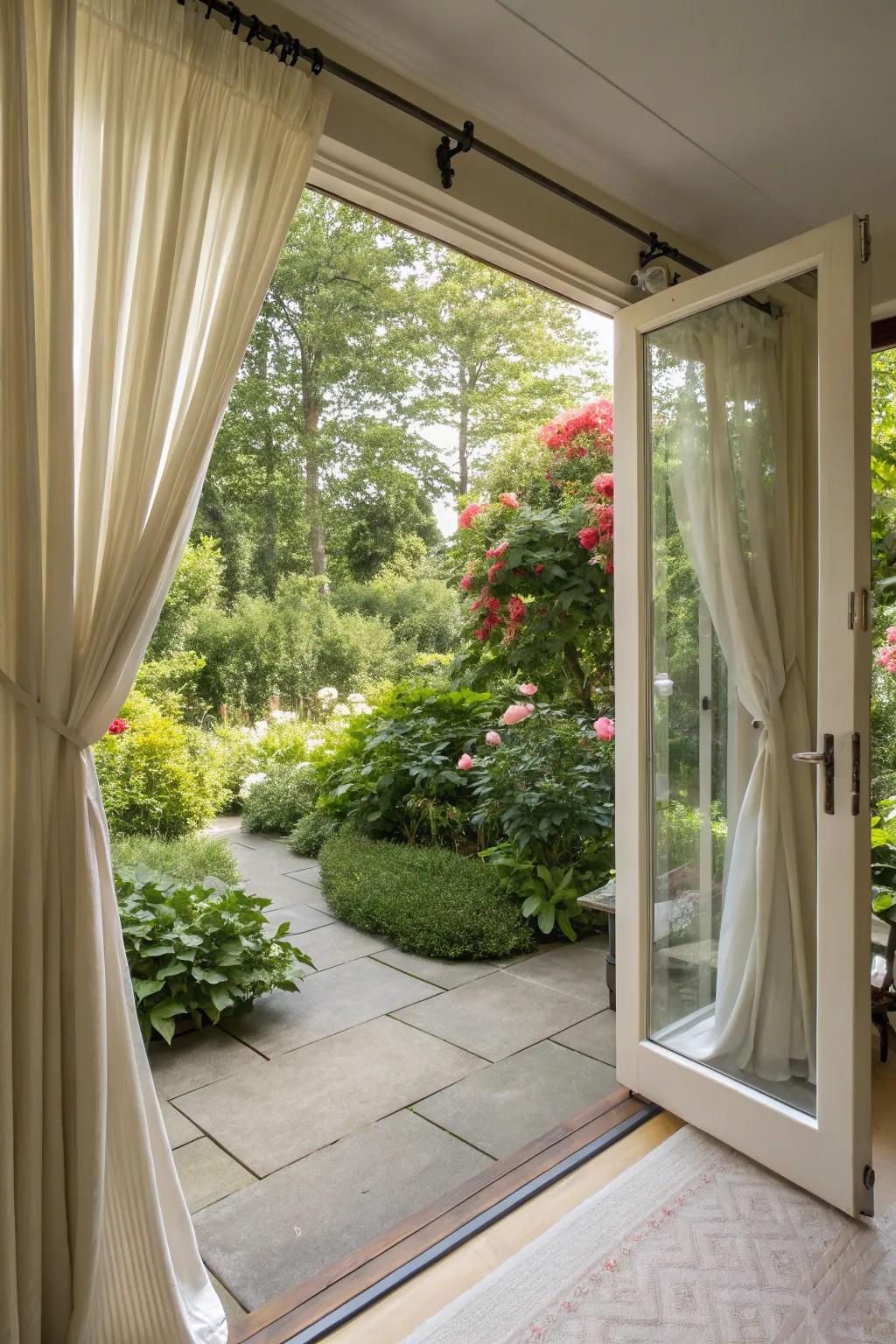 Curtains can create a seamless transition between indoor comfort and outdoor beauty.