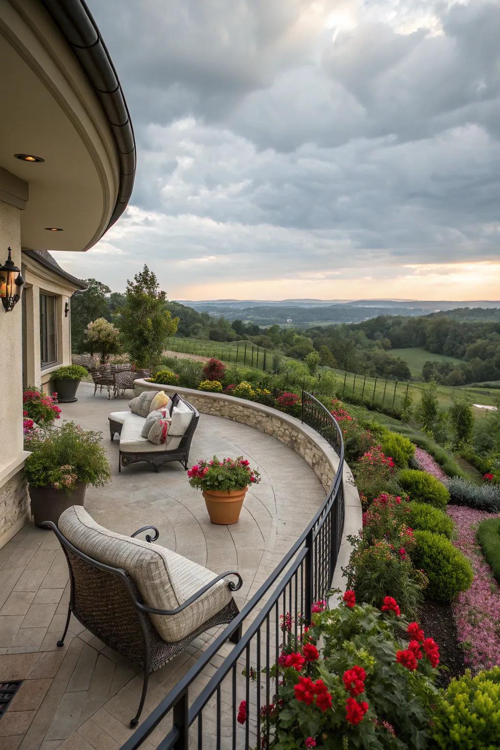A patio perfectly positioned to capture a stunning garden view.