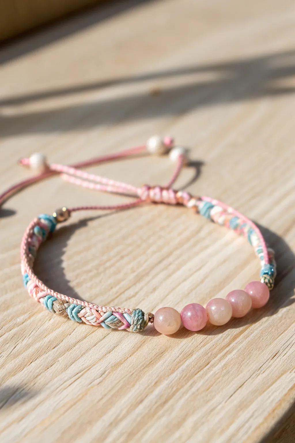 Uncover the elegance of bead & fiber art&mdash;a flawless blend of simplicity and texture for your wrist.