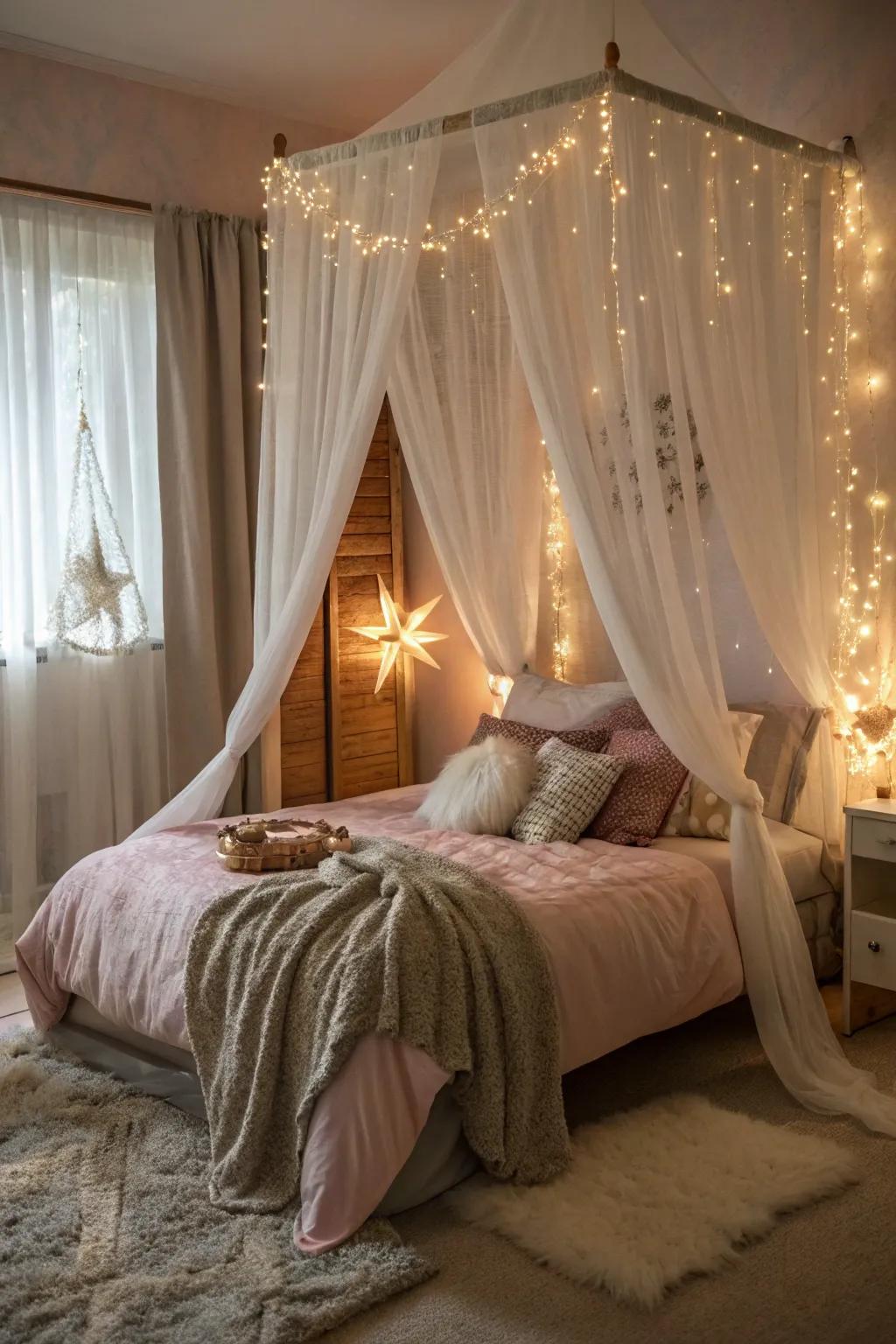 Enclosed beds infuse magic and seclusion to the room.