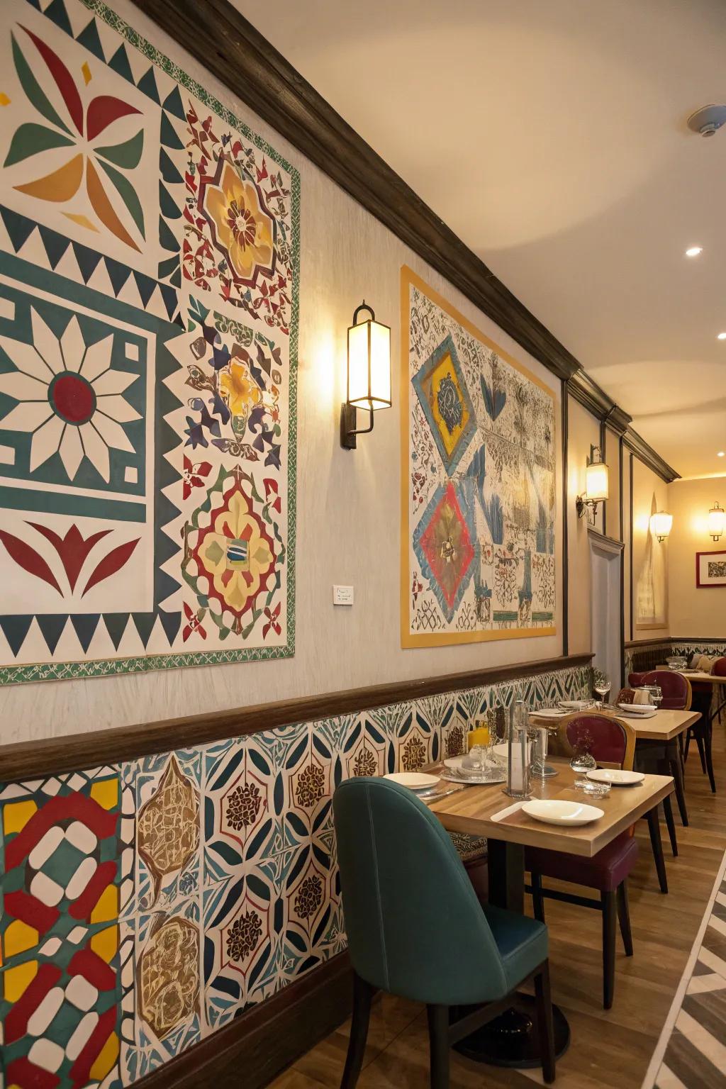 Geometric patterns impart a modern edge to your area.