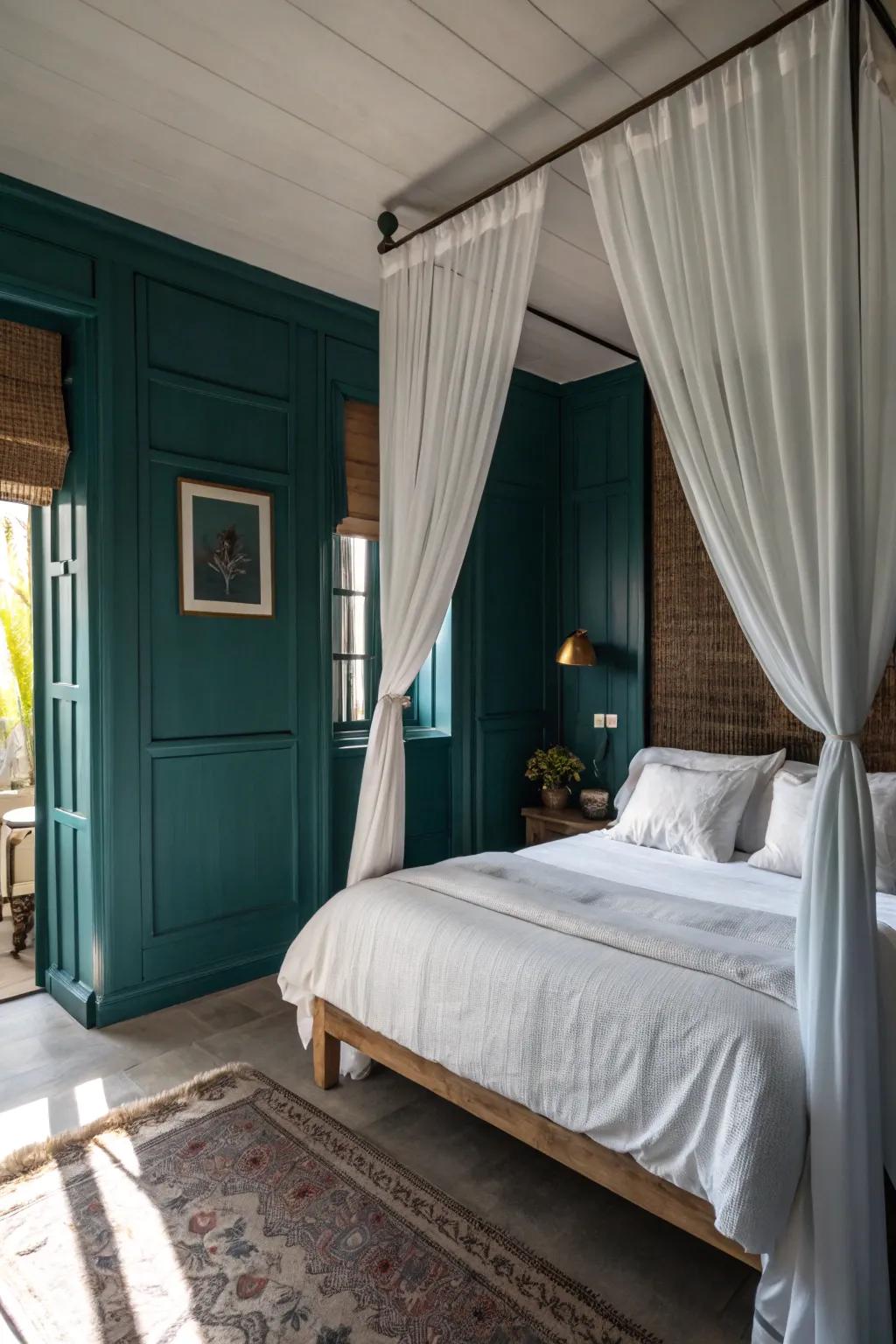Teal and white establish a fresh and timeless vibe.