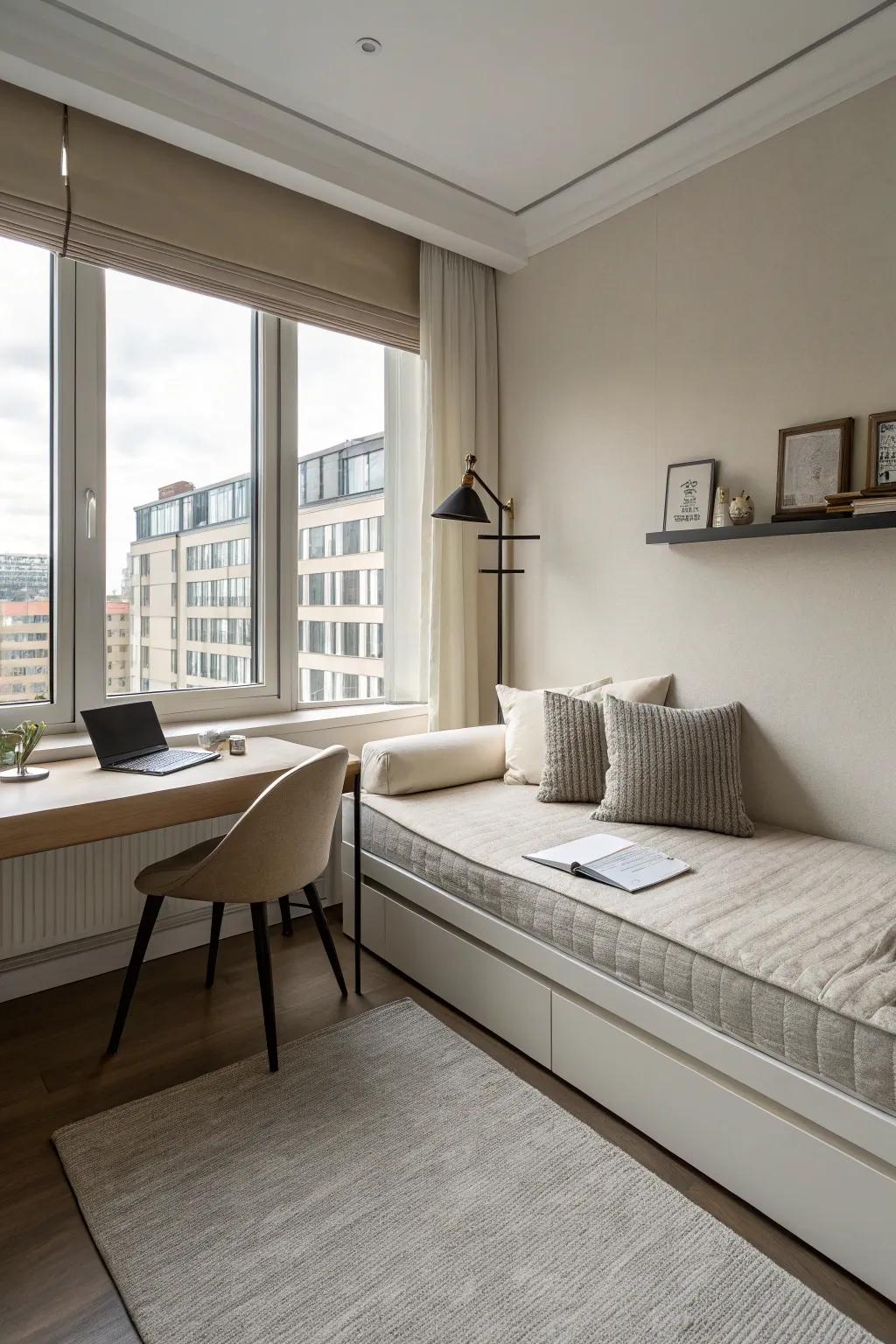 Simple decorations make a room feel bigger and more peaceful.