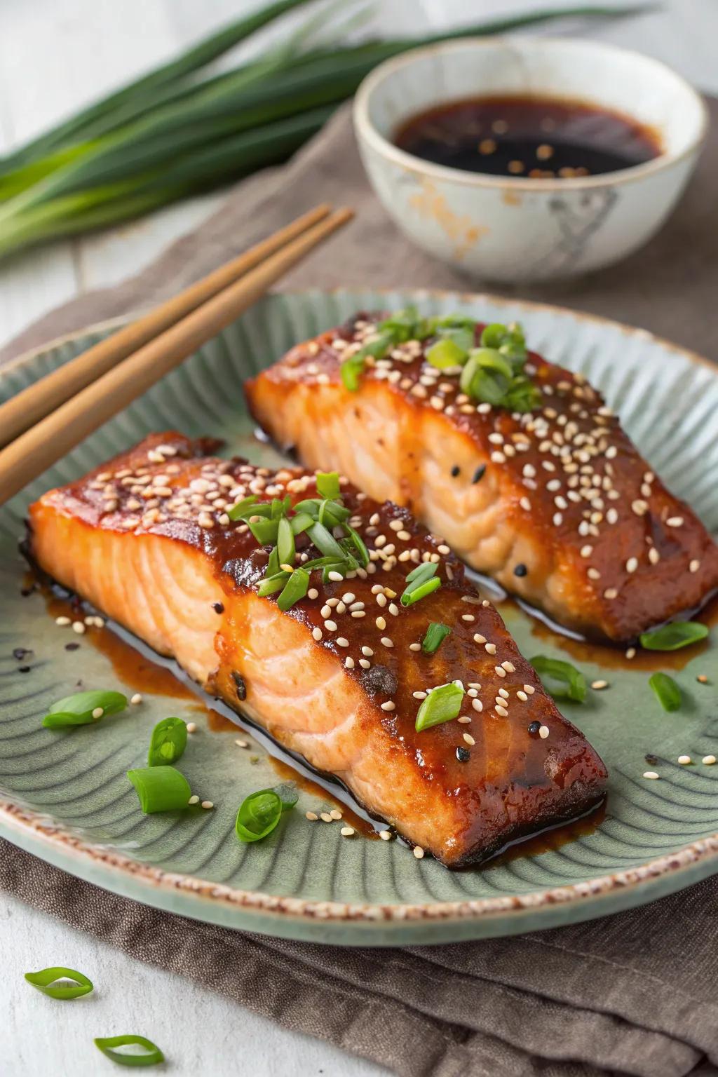 GlowGinger salmon, a healthy and flavorful December choice.