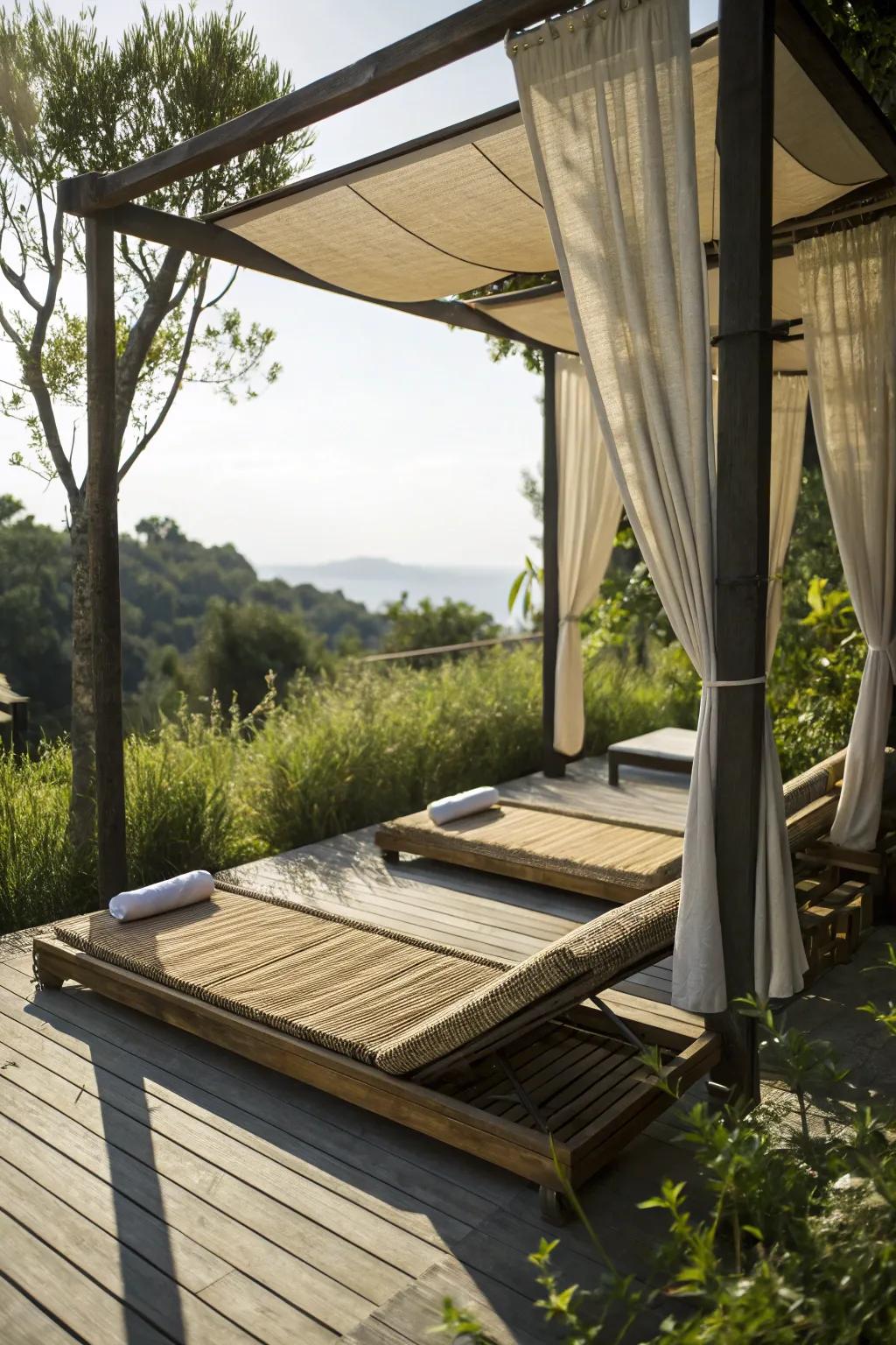 Woven screens add a tropical flair and gentle shade to your deck.