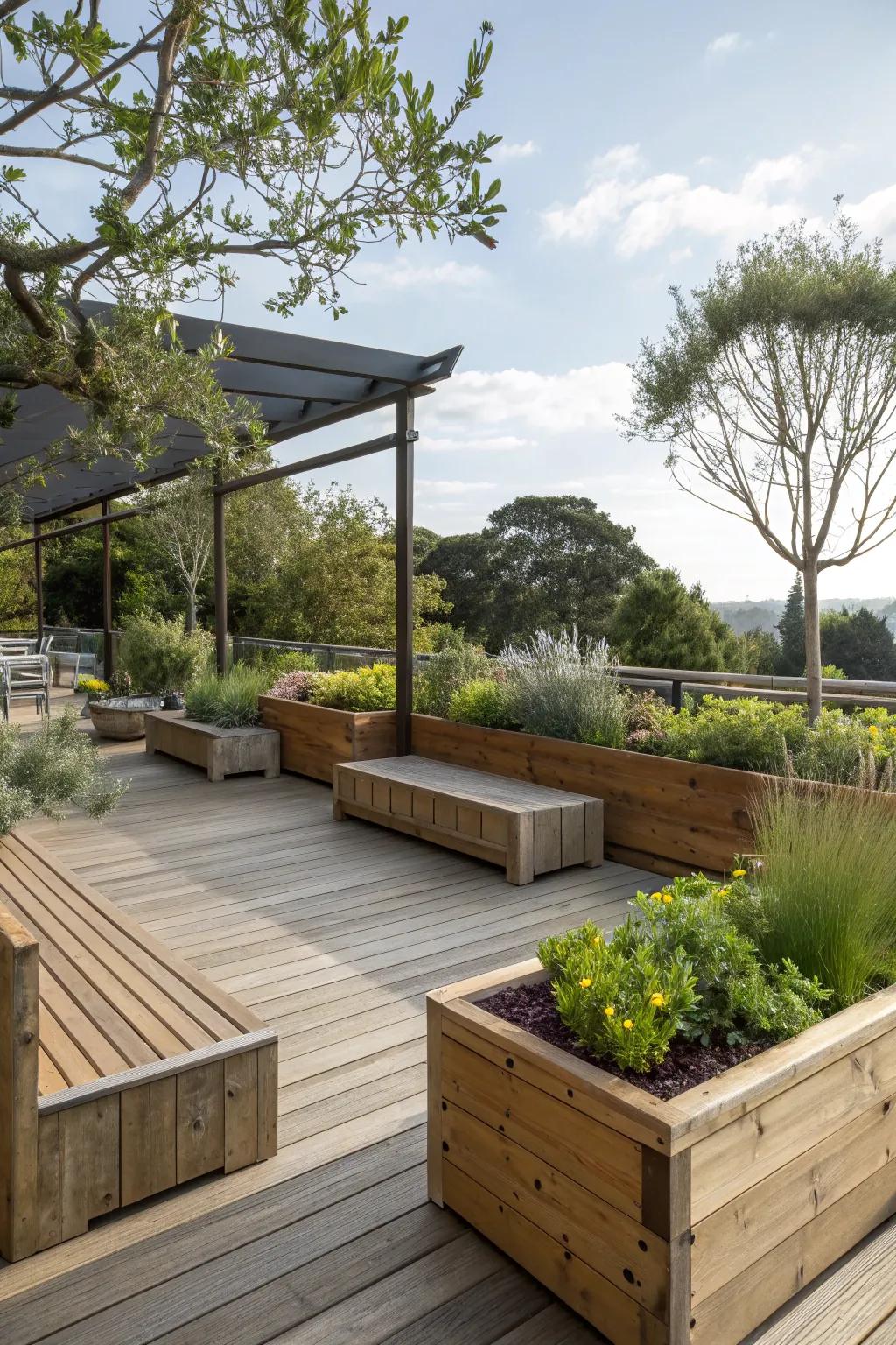 Adaptable design featuring movable planters.