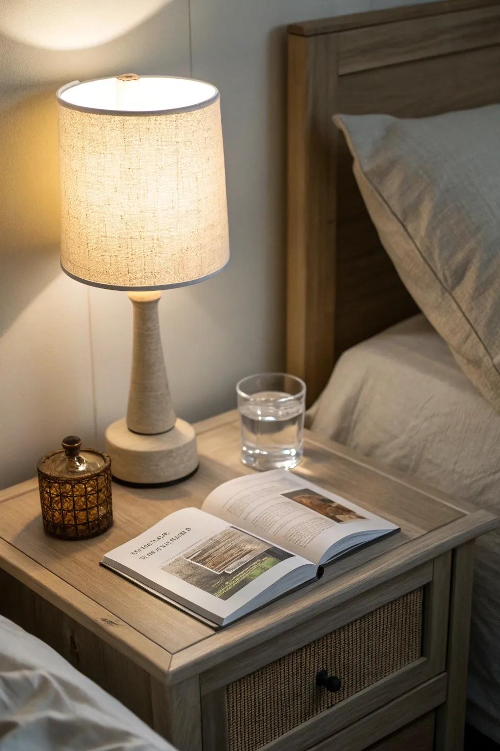 Soft table lamps create an intimate setting for the evening.
