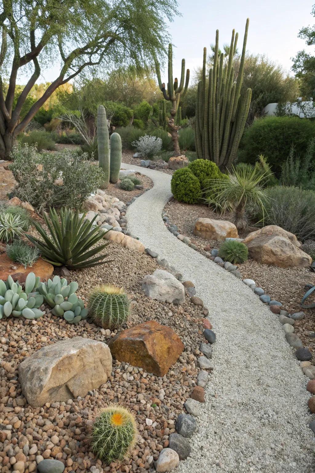 Play around with different sizes of gravel to add some texture to your garden.