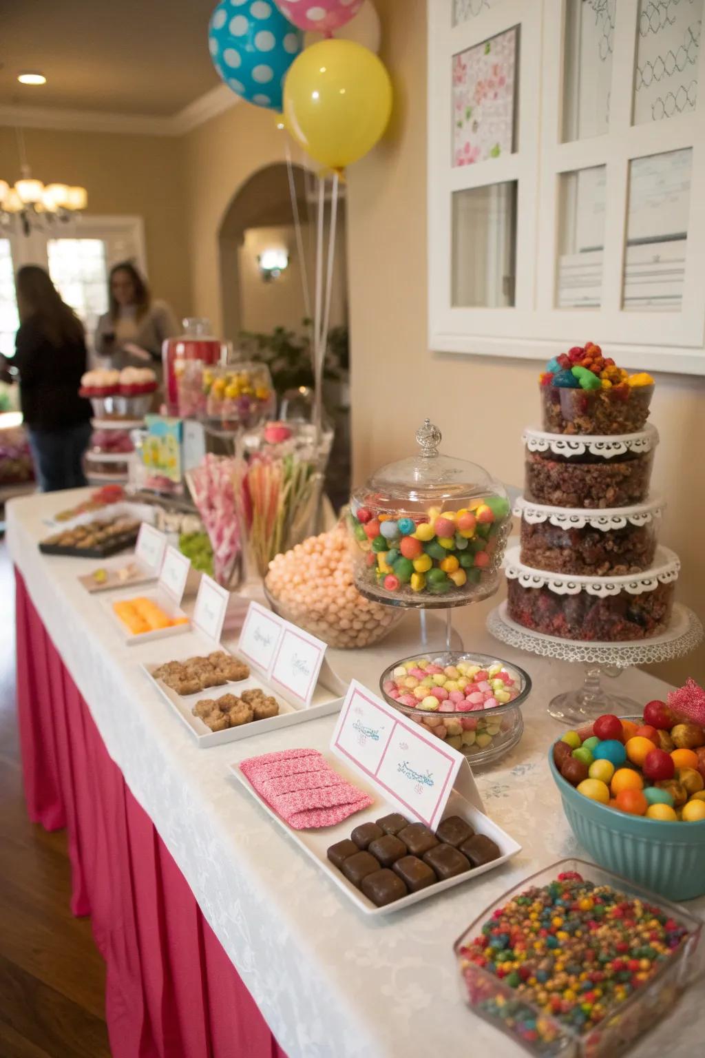 Candy buffets offer a personalized dessert experience.