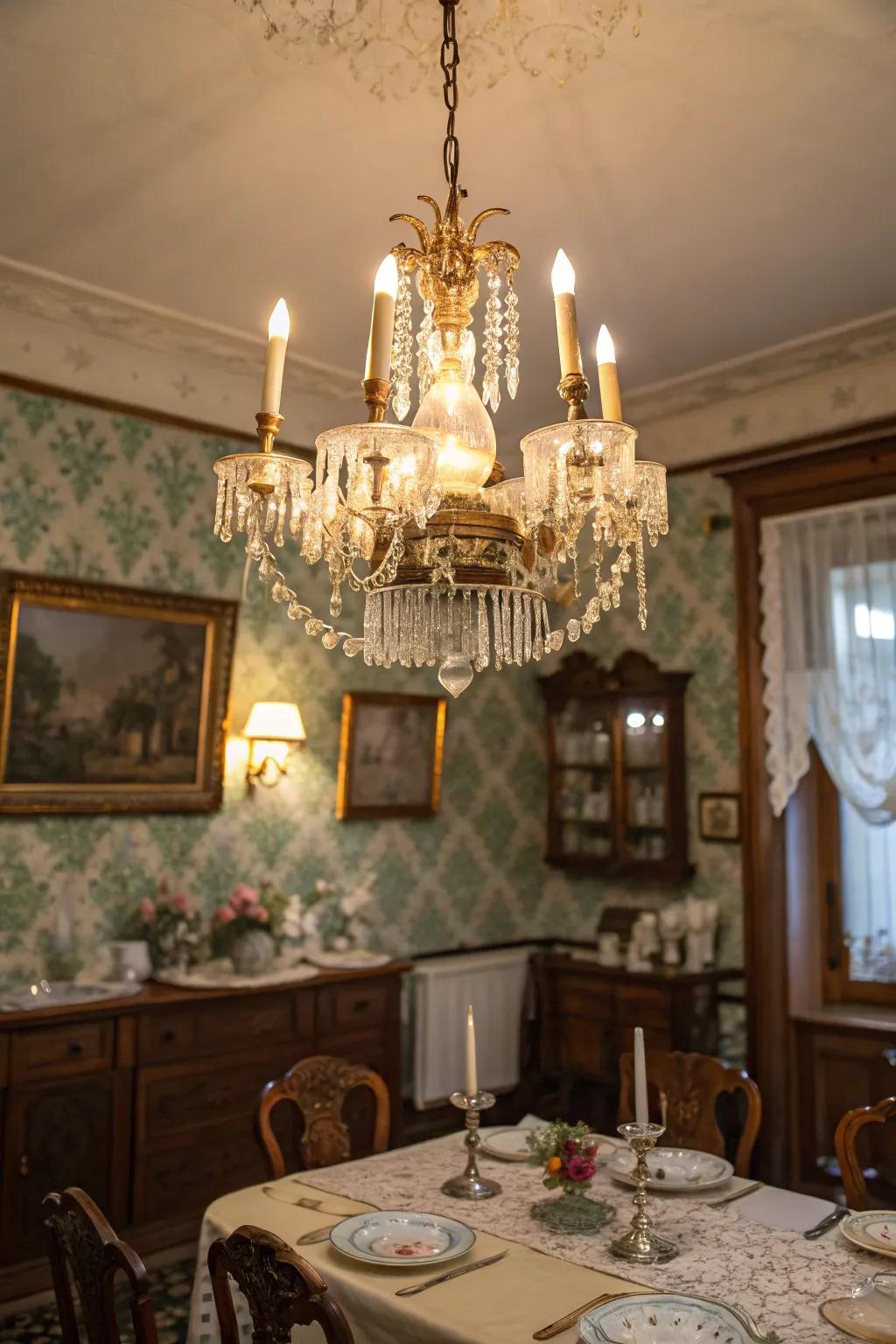 Embrace the past with a vintage chandelier.