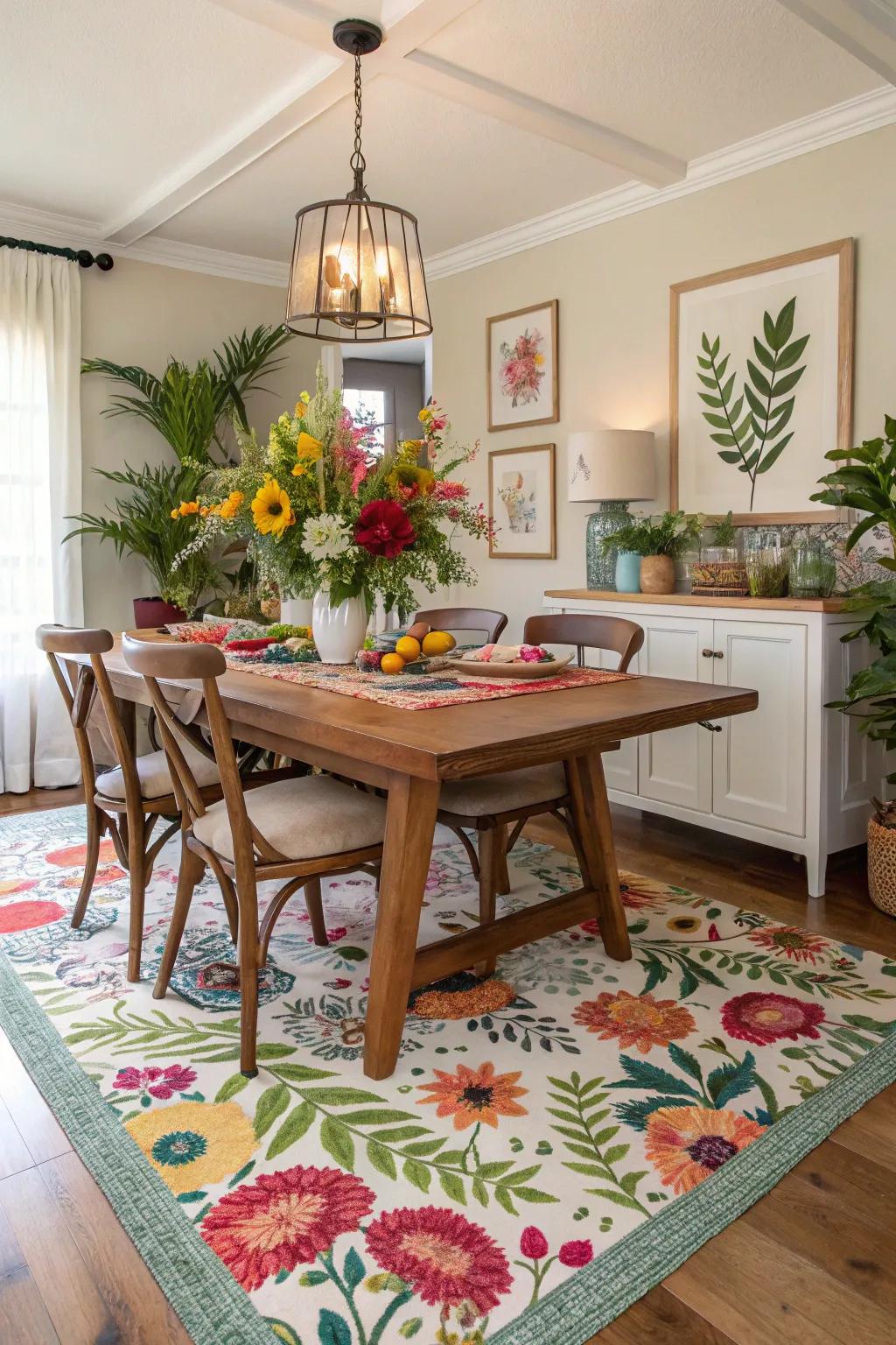 Brighten your space with a botanical dream rug.