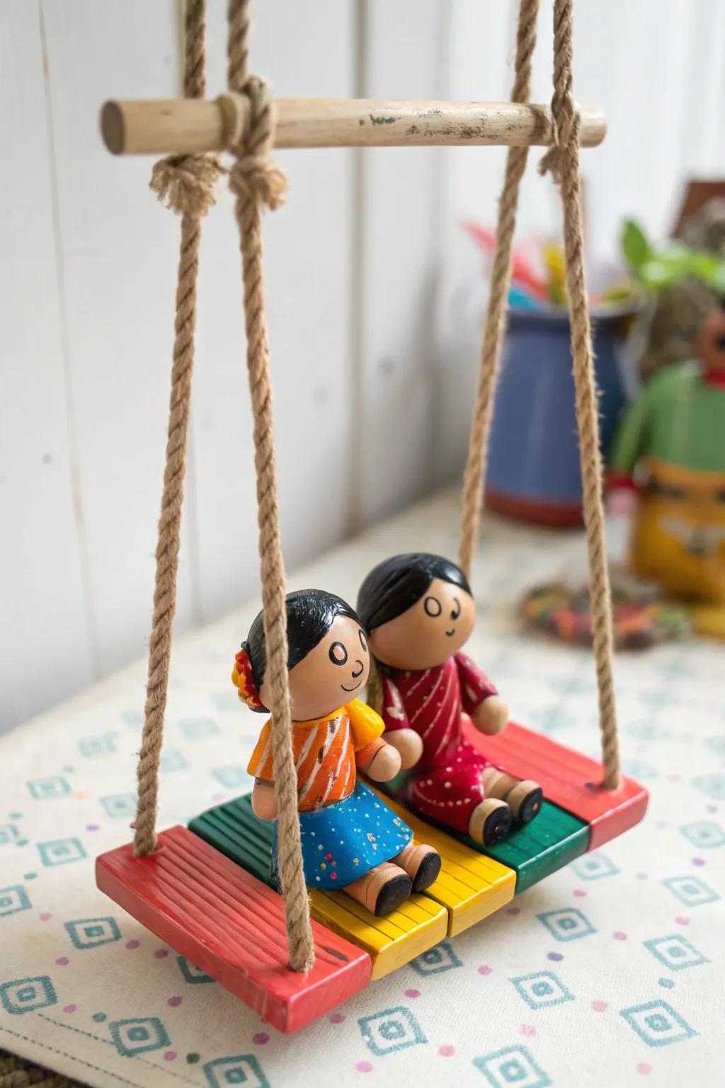 Oscillating dolls impart a spirited ambiance to the Golu display.