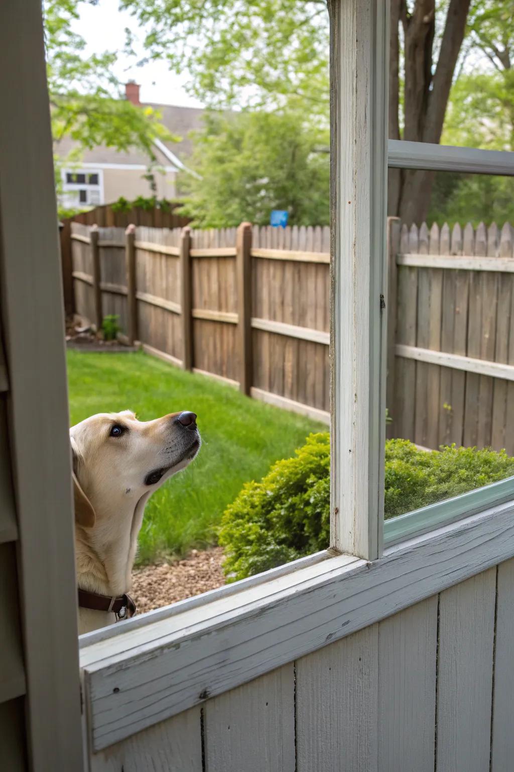 A dog window gives your pet a view beyond the yard.