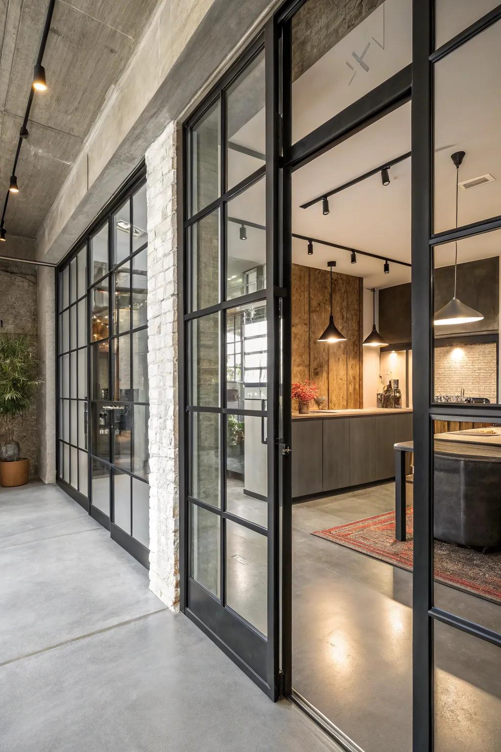 With steel outer doors, achieve an industrial chic vibe.