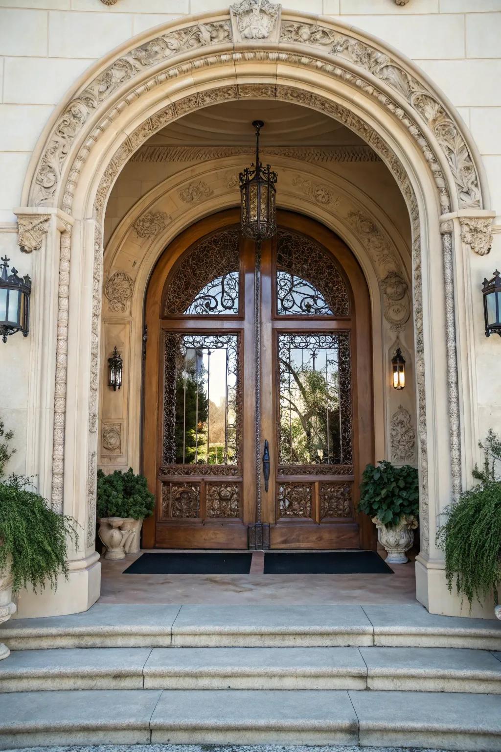 Construct a grand entry with archway features that elevate your doors.