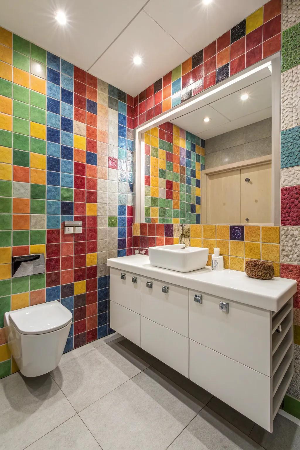 A feature wall adds personality and elegance to your bathroom.