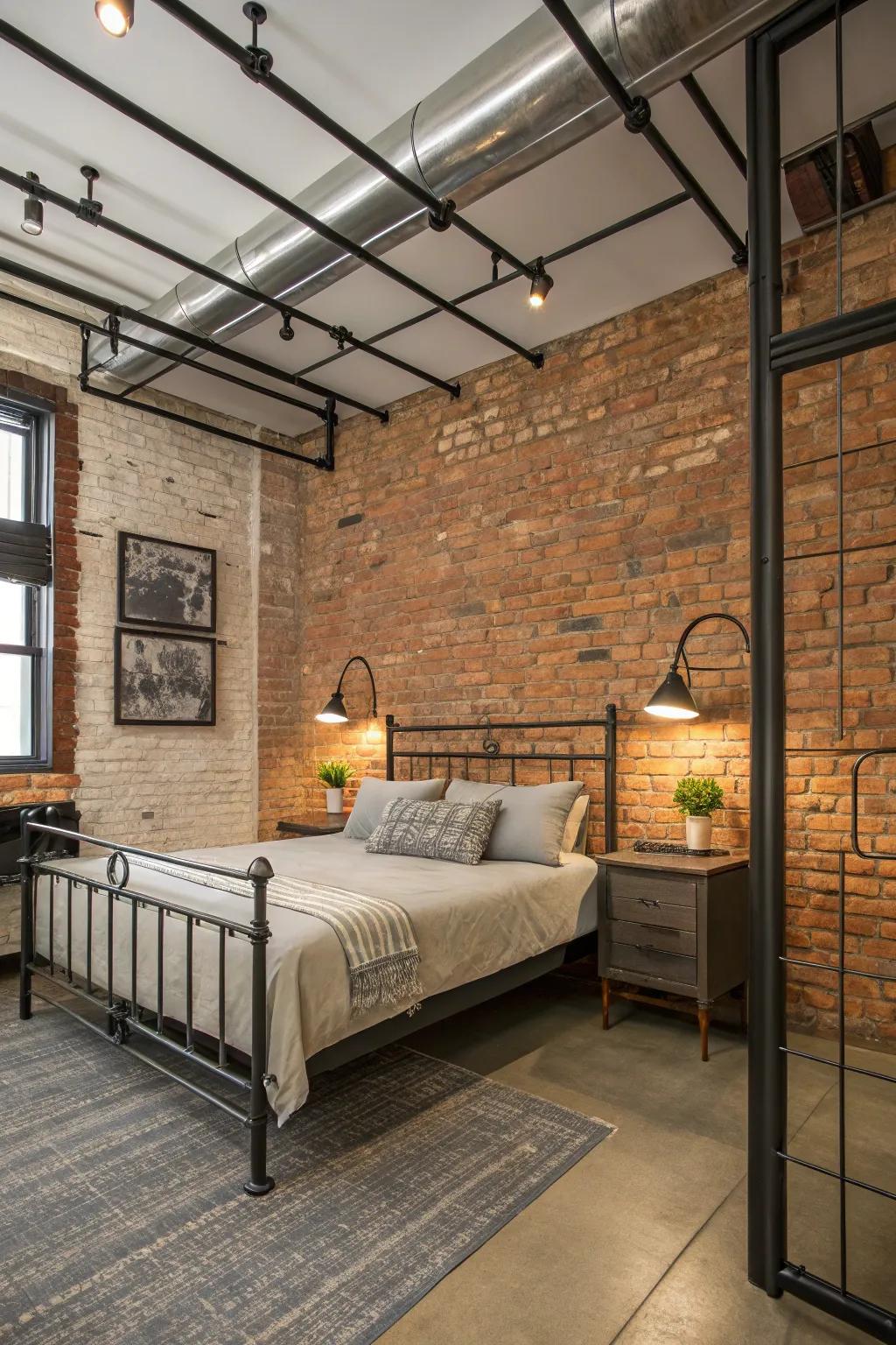 A factory style edge introduces urban chic into your bedroom.