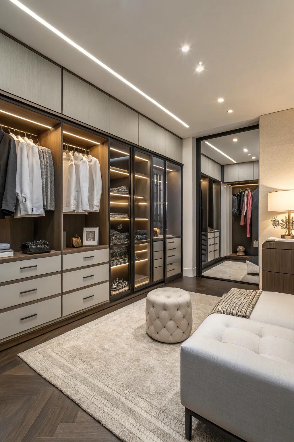 Hidden storage maintains a clean and sleek look.