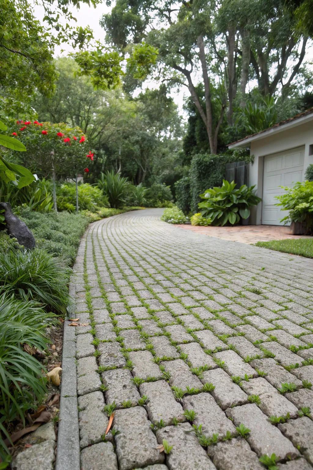 Absorbent pavers furnish a sustainable and chic driveway finish.
