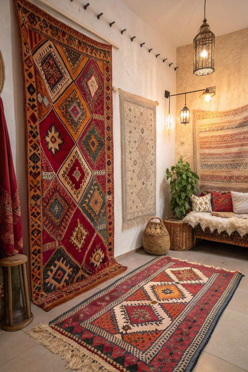 A room enriched with global touches for an eclectic impression.