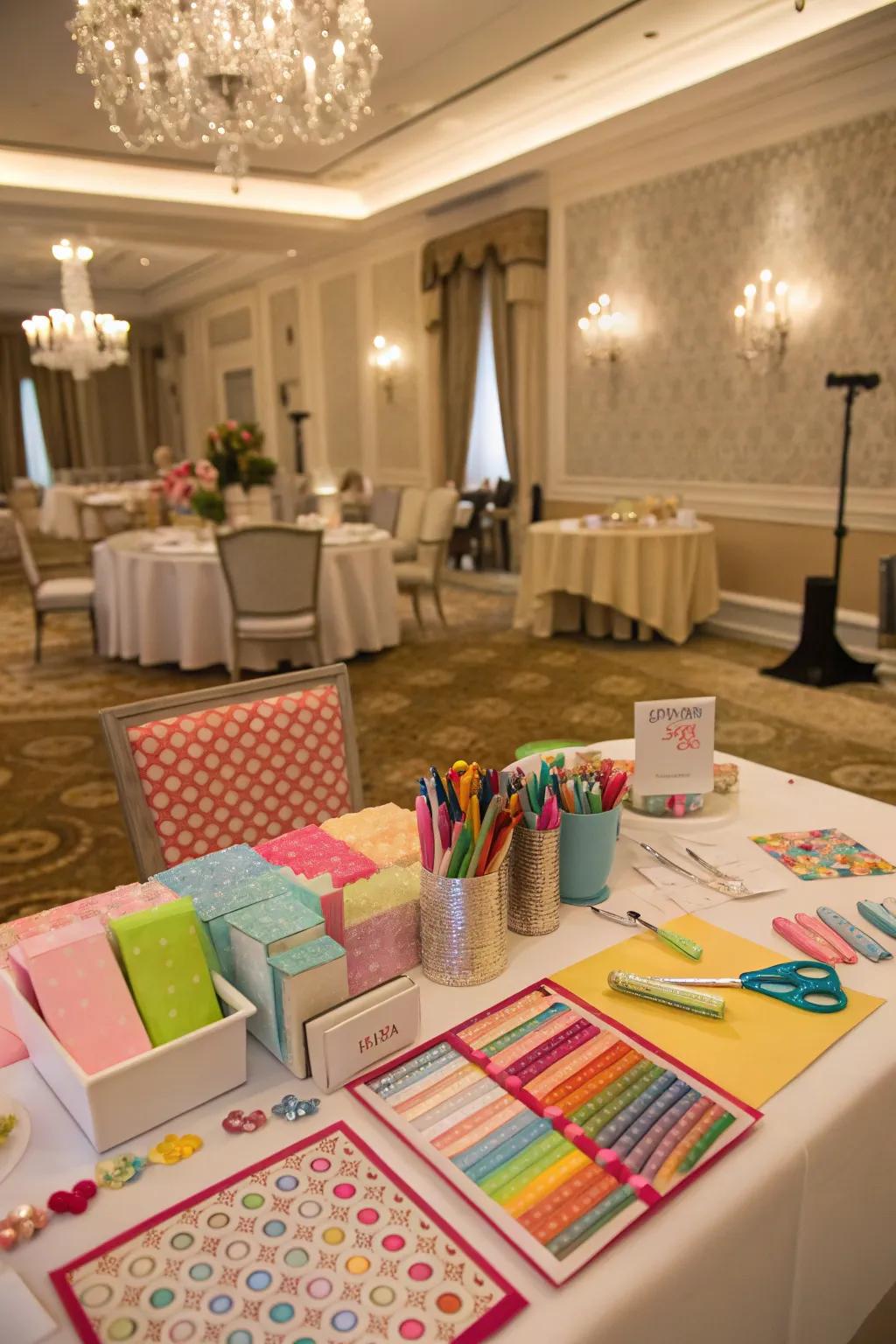 Themed craft corner featuring refined decor.