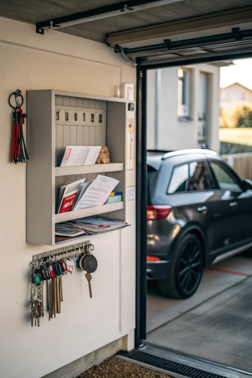 A catch-all shelf helps keep things tidy.