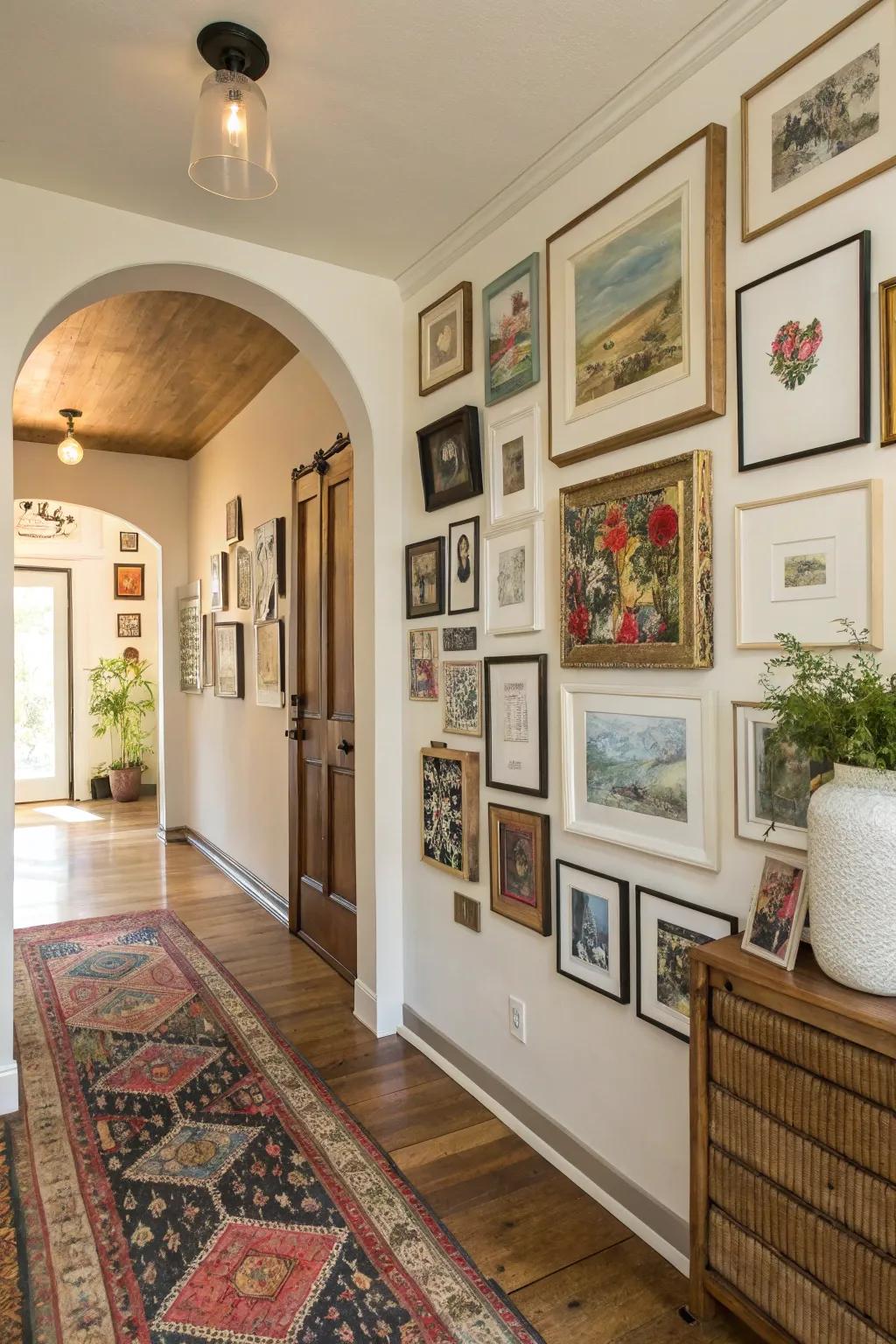 Gallery walls personalize and add visual appeal.