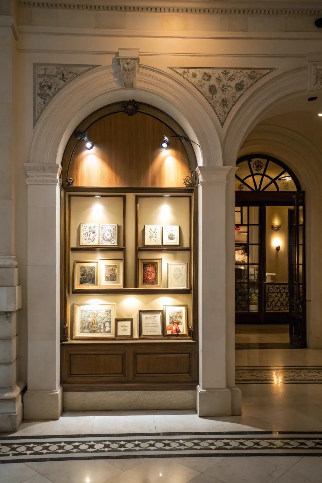 Highlighting injects spectacle and focus to this art-filled niche.